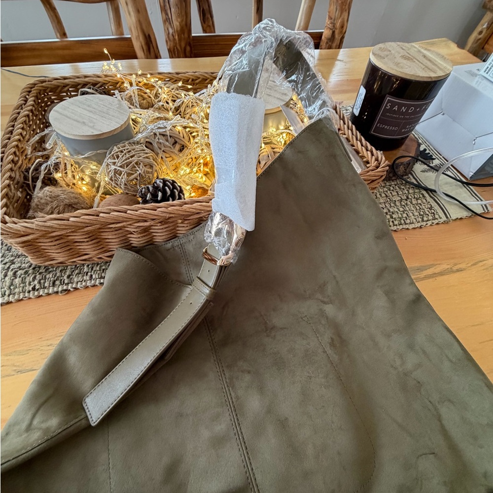 Shiraleah Olive Green Suede Shoulder Bag